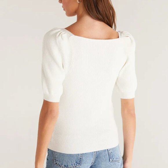 Z Supply Soft White Square Front W Puff sleeves - Sz Small - Picture 5 of 15